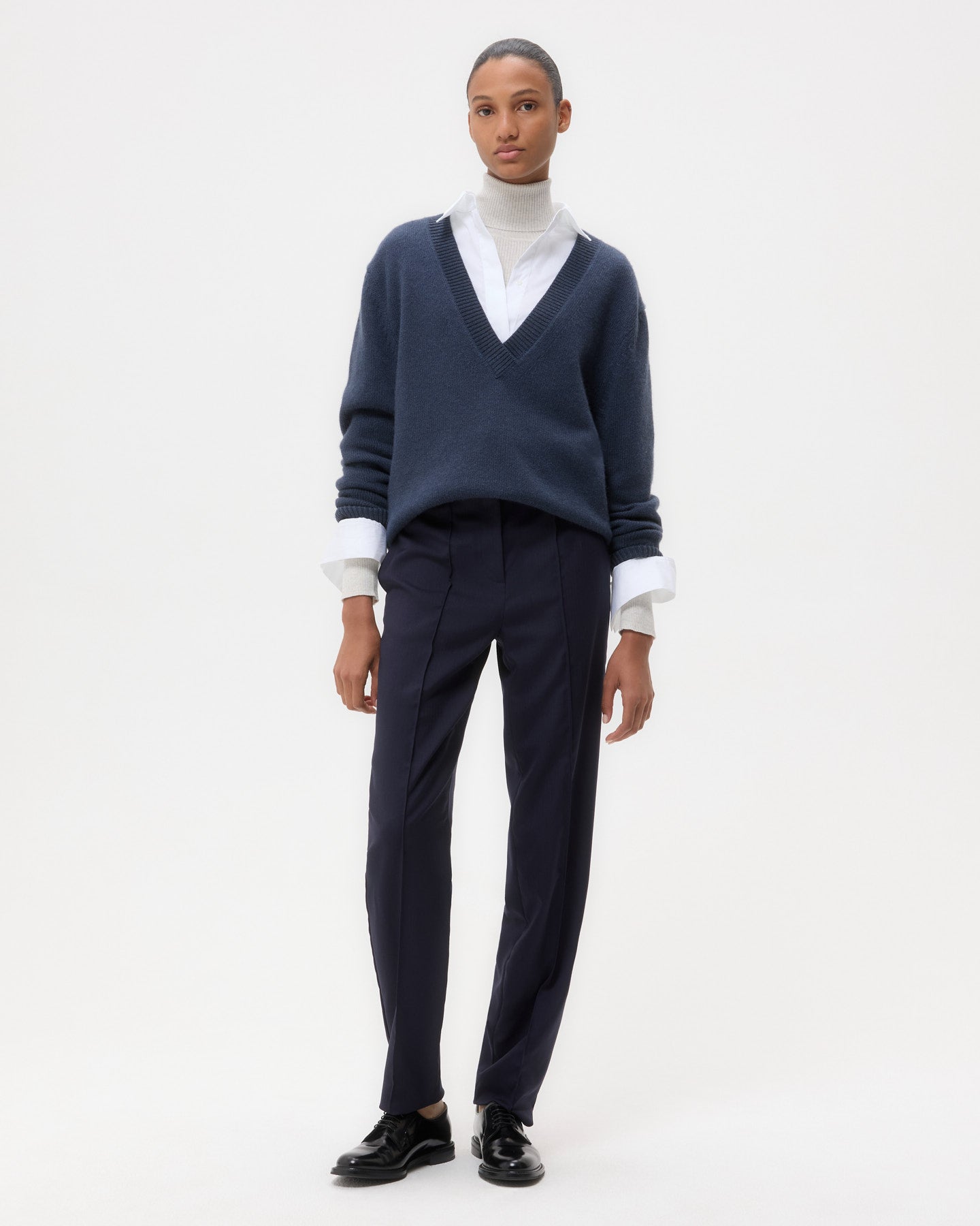 Selvedge Deep V Sweater in Cashmere | TWP