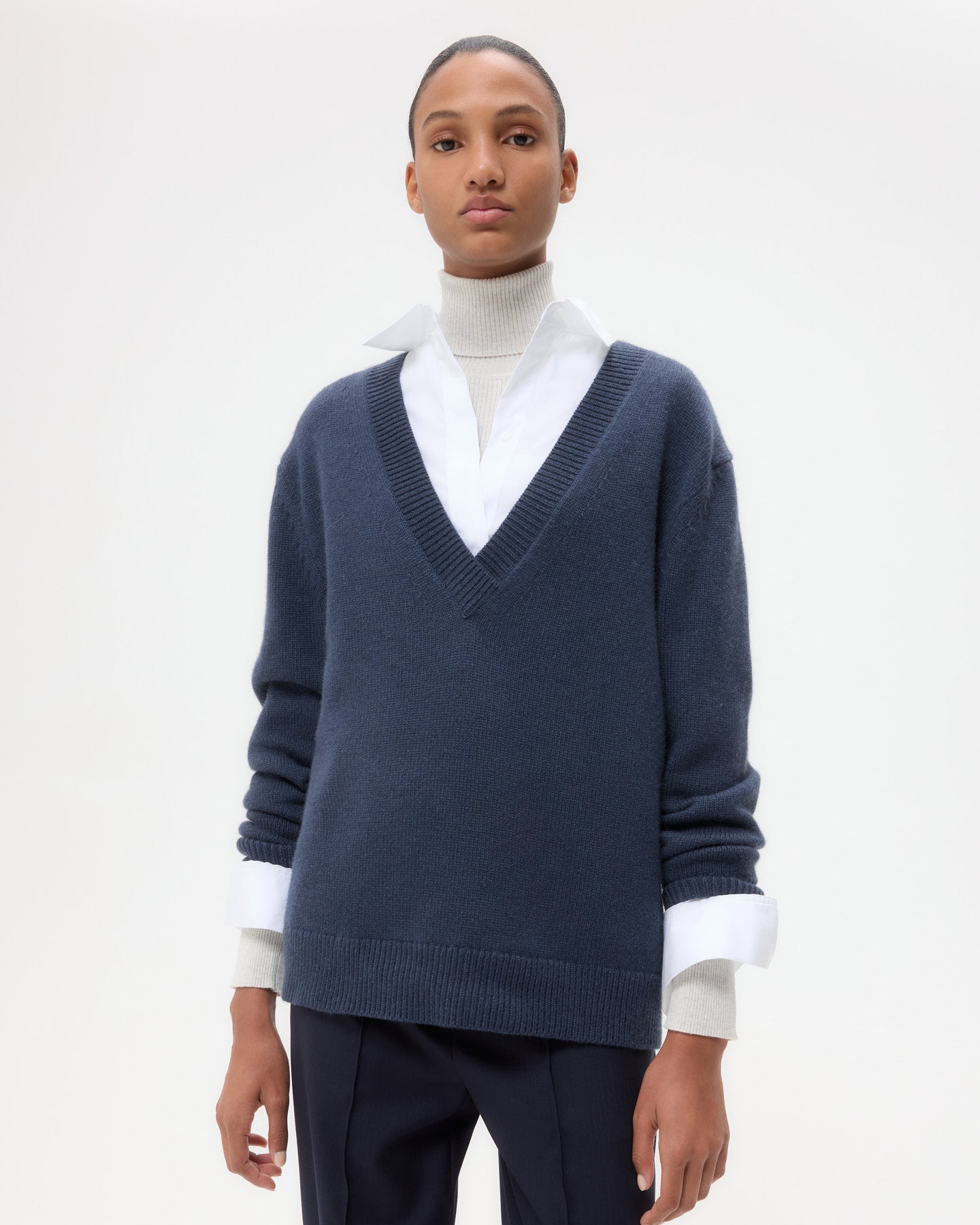 TWP Selvedge Deep V Sweater in Cashmere view 4