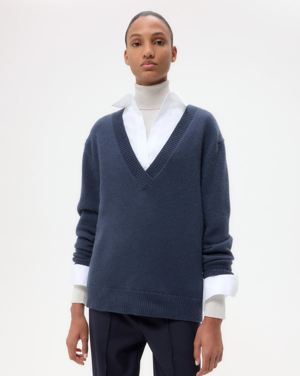 TWP Selvedge Deep V Sweater in Cashmere view 4