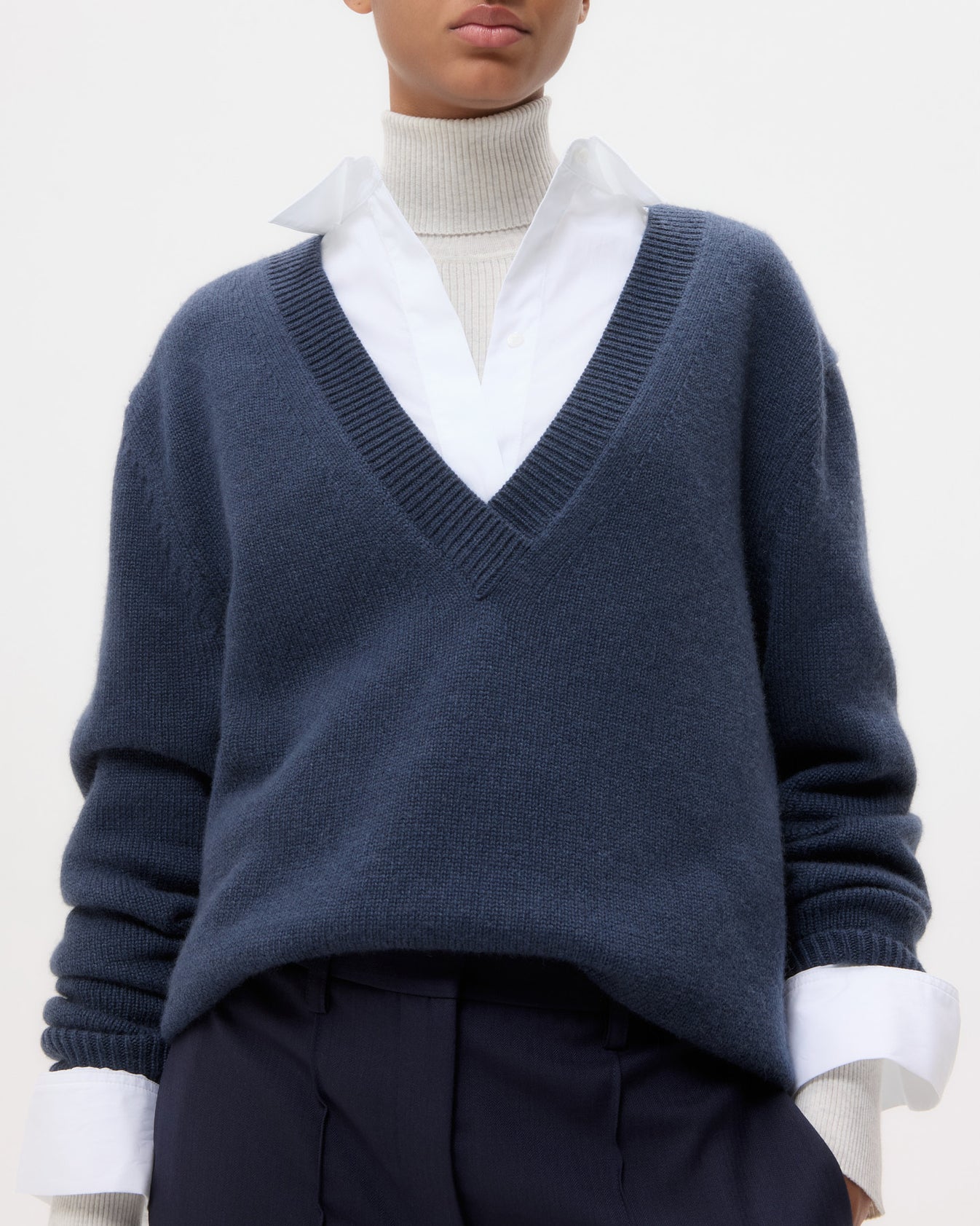 TWP Selvedge Deep V Sweater in Cashmere view 1