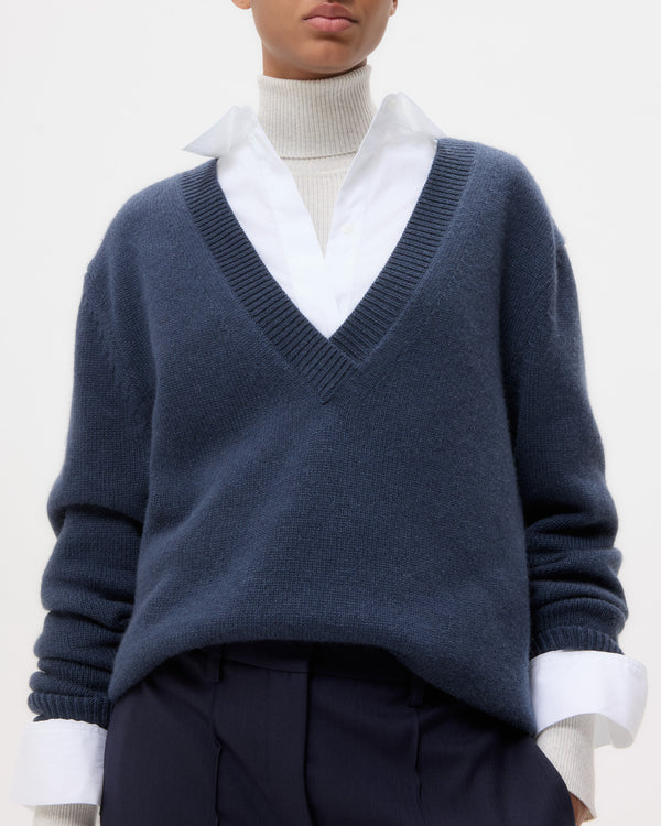TWP Selvedge Deep V Sweater in Cashmere view 1