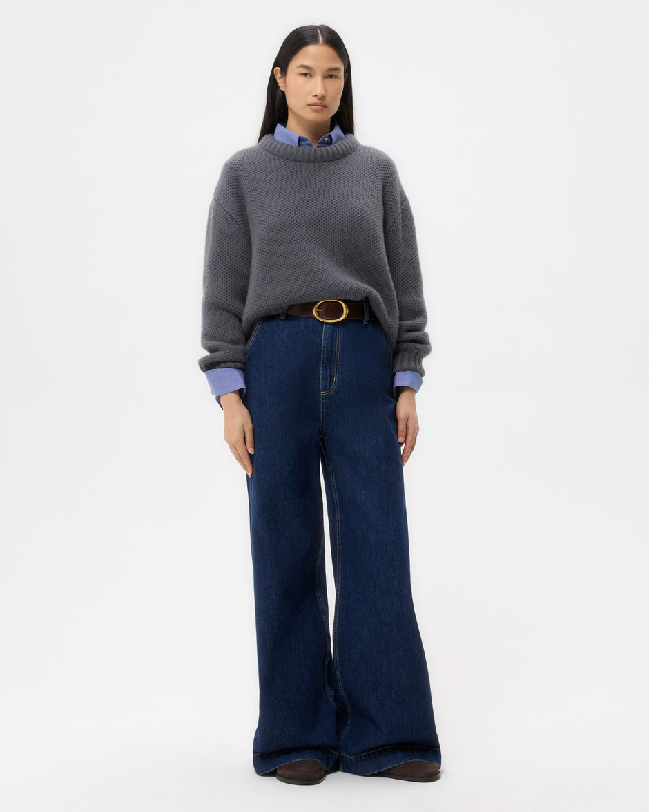 TWP Flat charcoal Waffle Thermal in Cashmere view 3