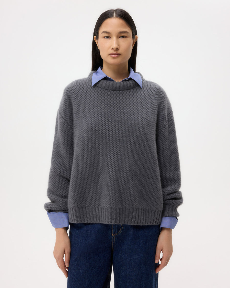 TWP Flat charcoal Waffle Thermal in Cashmere view 2