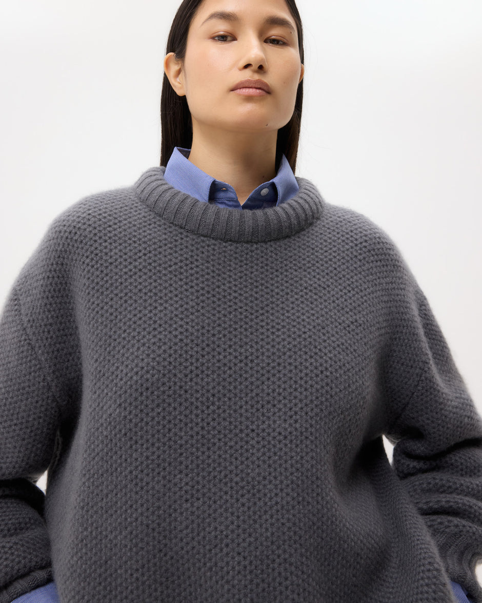 TWP Flat charcoal Waffle Thermal in Cashmere view 1