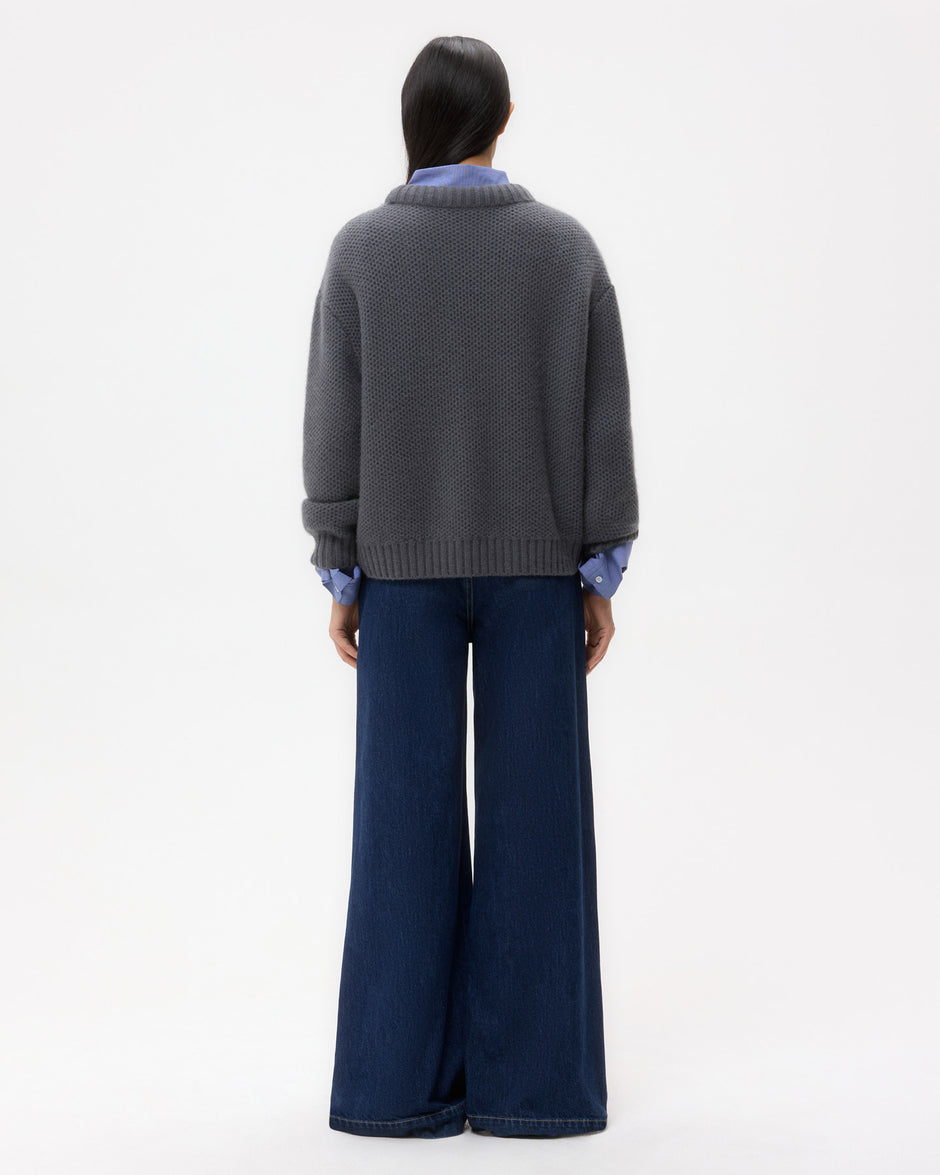 TWP Flat charcoal Waffle Thermal in Cashmere view 5