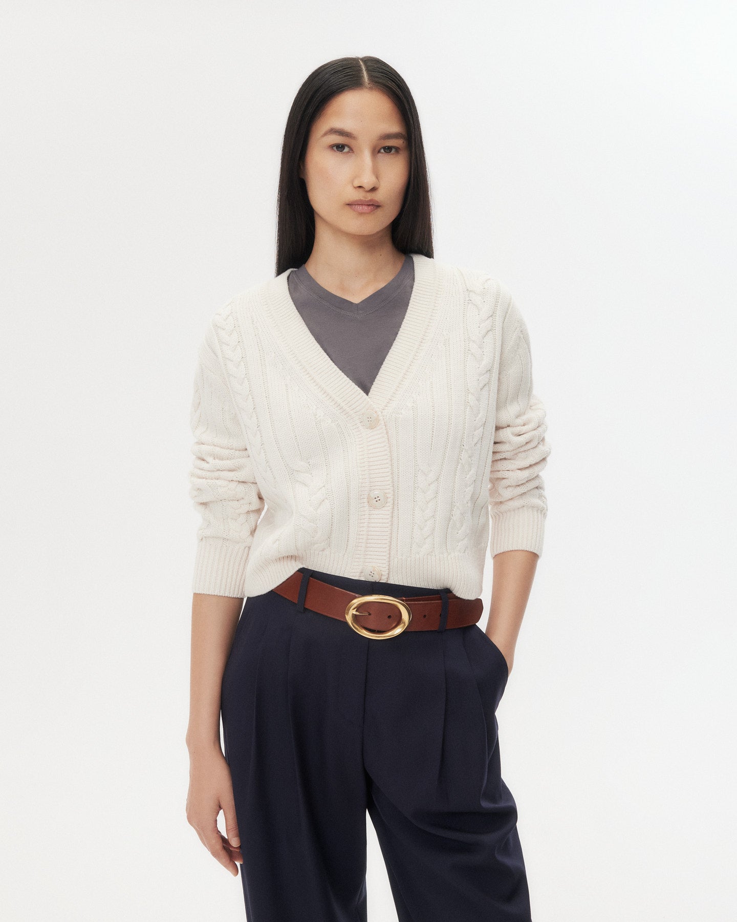 TWP Ivory Hemingway Cardigan in Merino Wool view 3