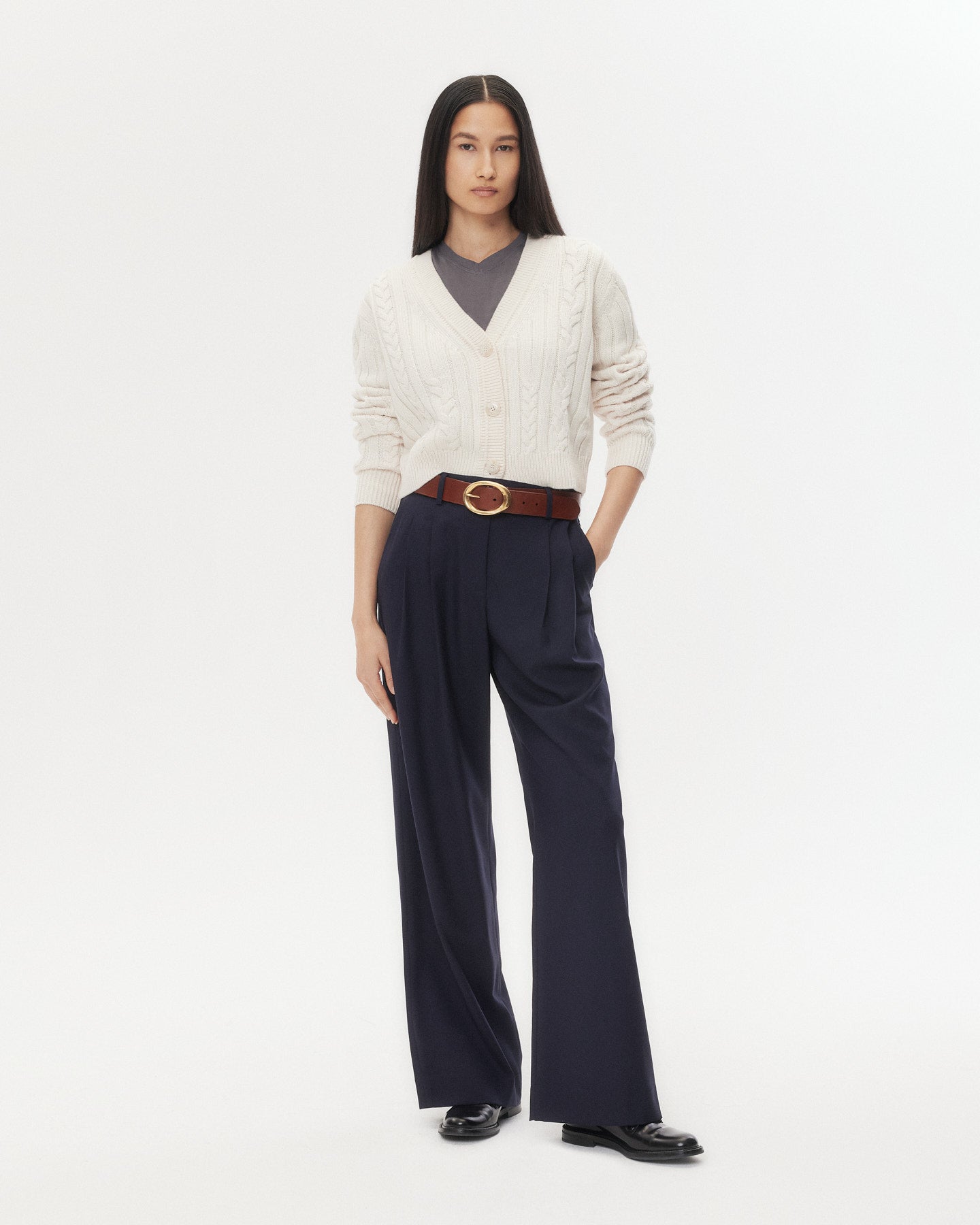 TWP Ivory Hemingway Cardigan in Merino Wool view 2