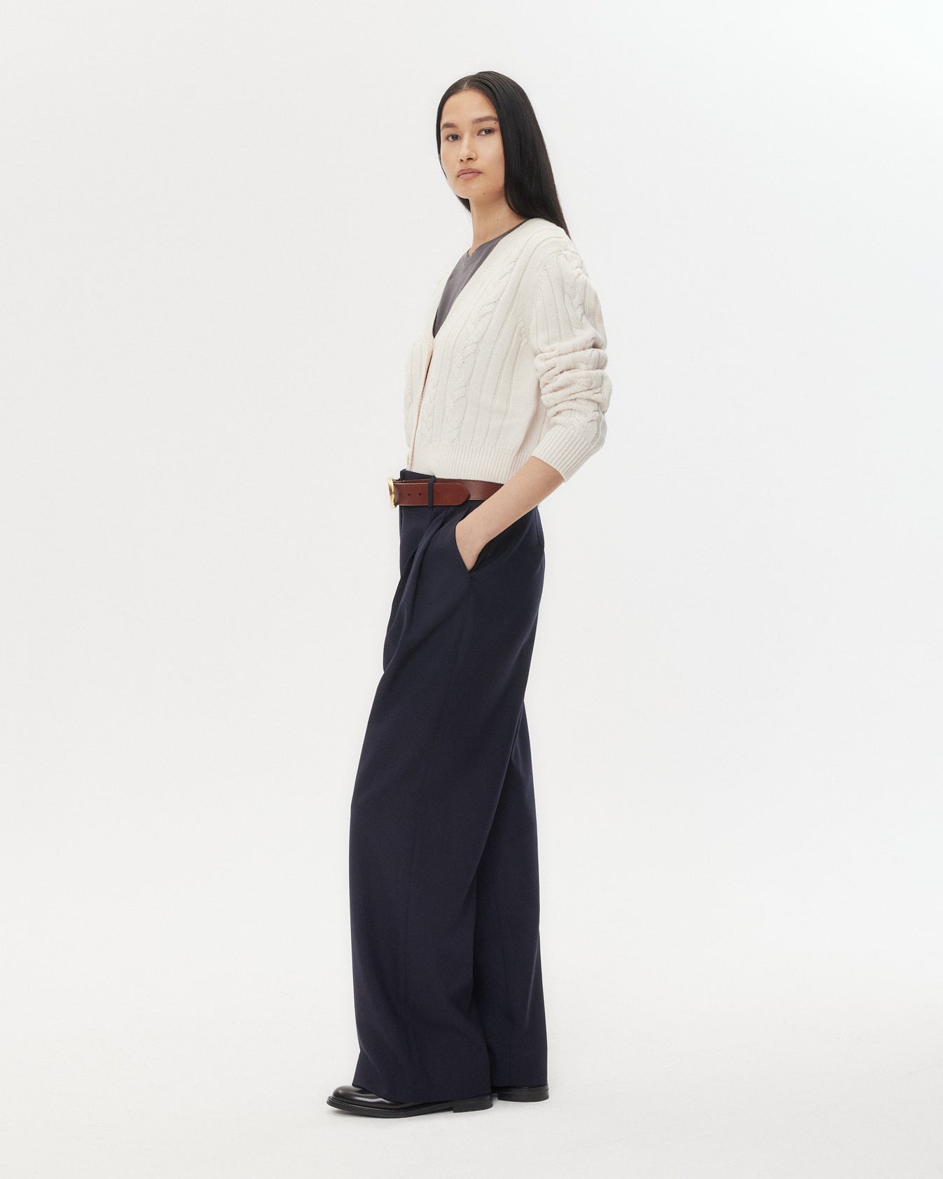 TWP Ivory Hemingway Cardigan in Merino Wool view 4