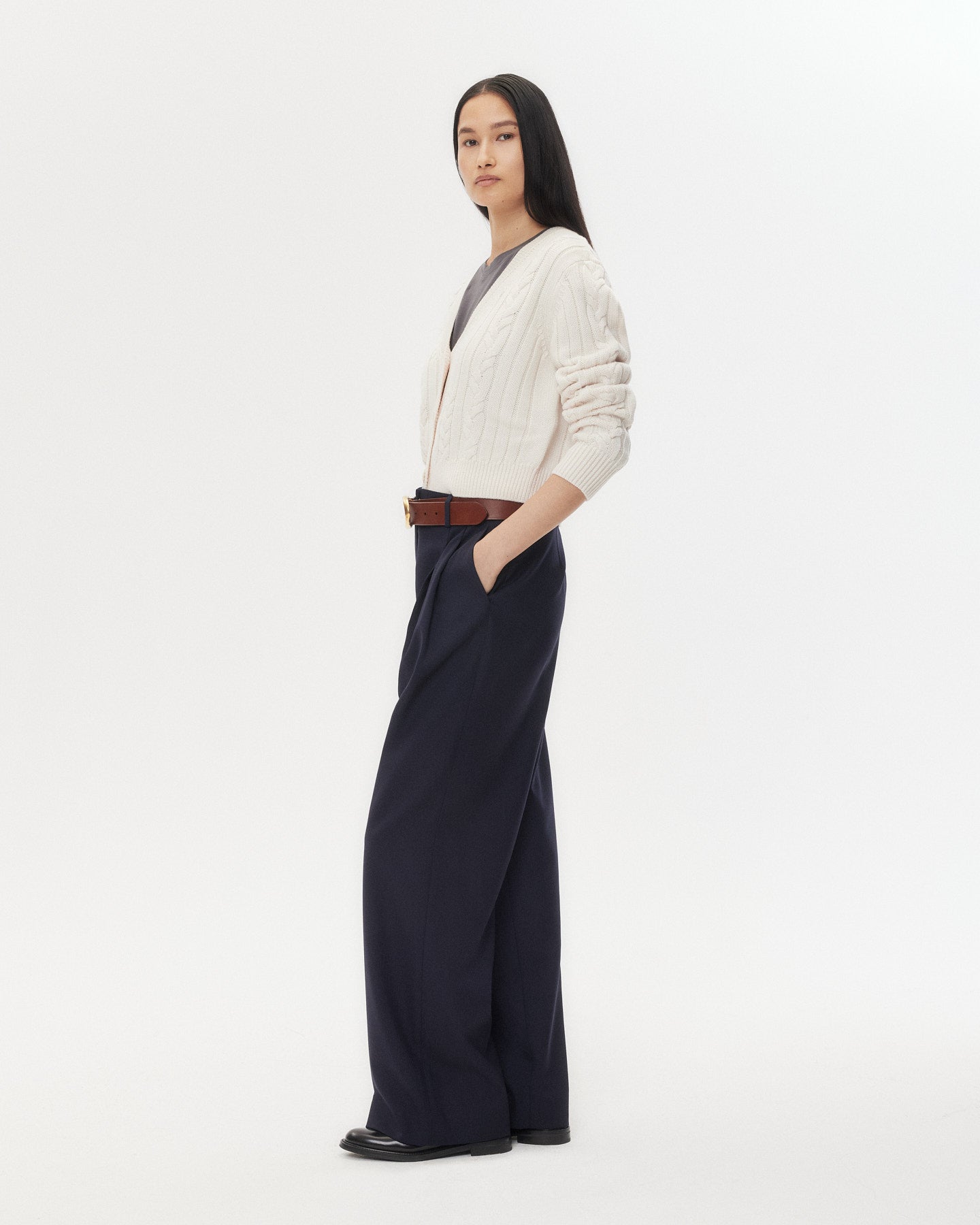 TWP Ivory Hemingway Cardigan in Merino Wool view 4