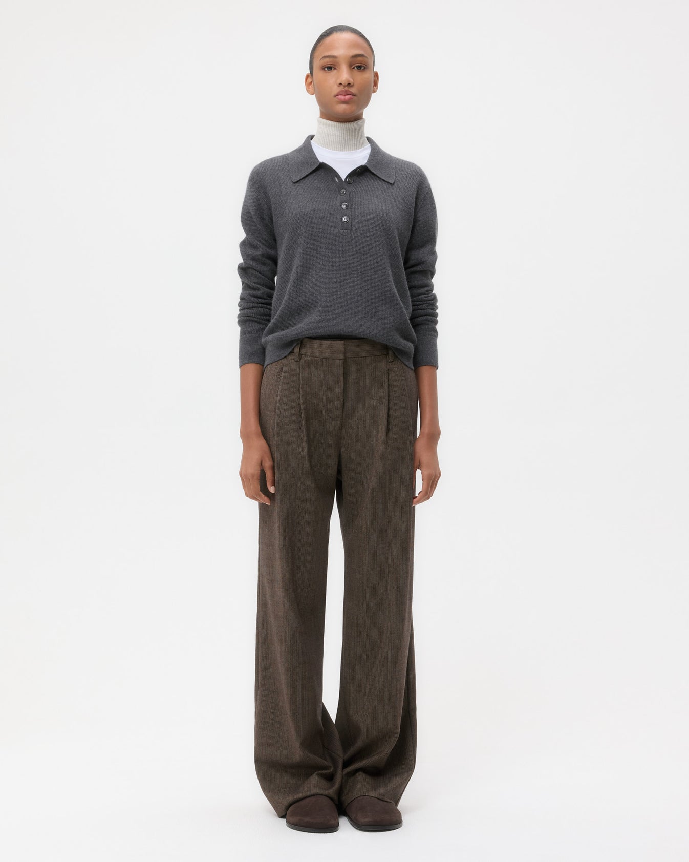 TWP Charcoal Jorden Polo in Cashmere view 6