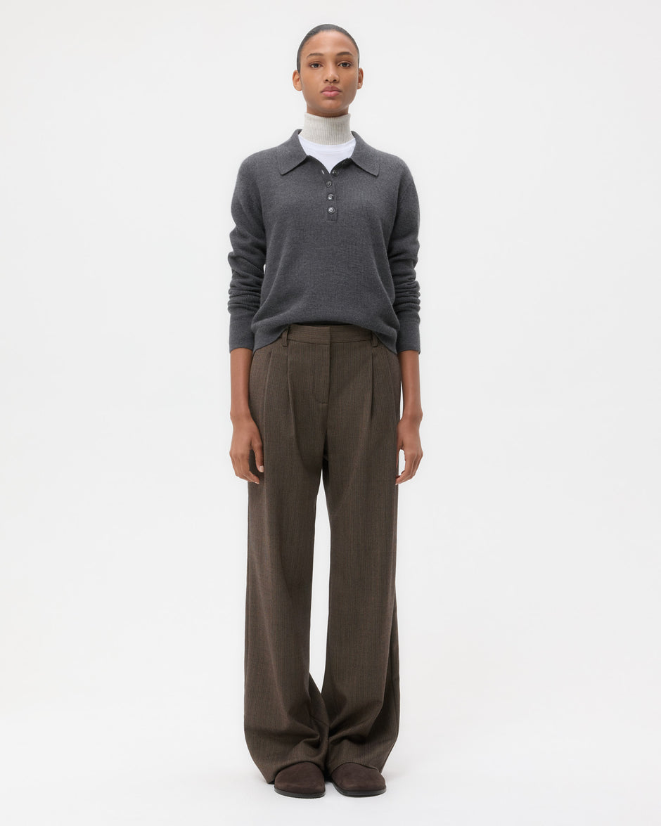 TWP Charcoal Jorden Polo in Cashmere view 6