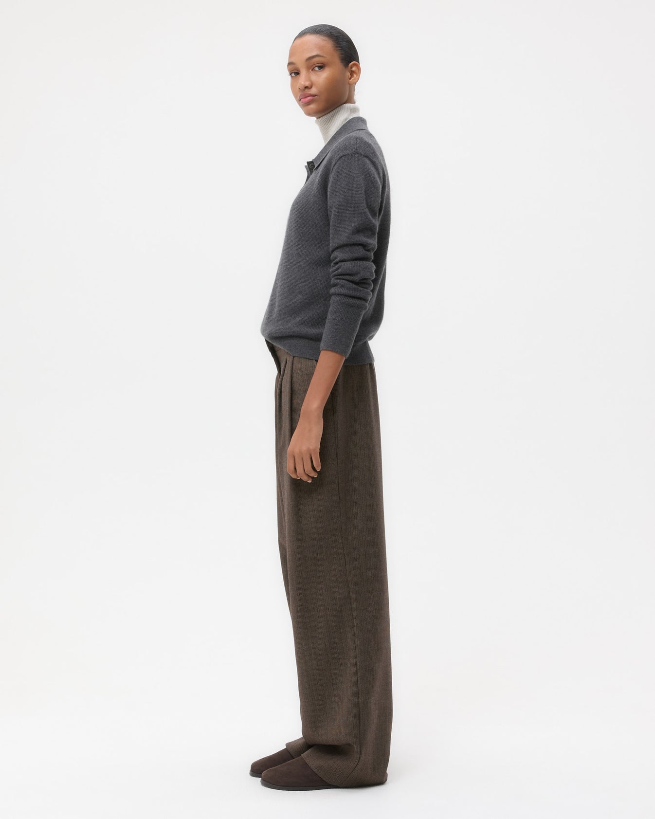 TWP Charcoal Jorden Polo in Cashmere view 4