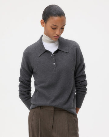 TWP Charcoal Jorden Polo in Cashmere view 1
