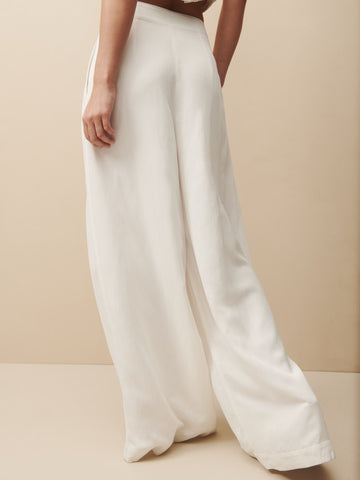 TWP White Drew pant in coated viscose linen view 3