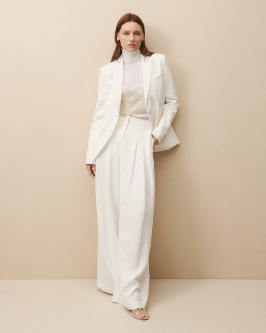 TWP White Drew pant in coated viscose linen view 4