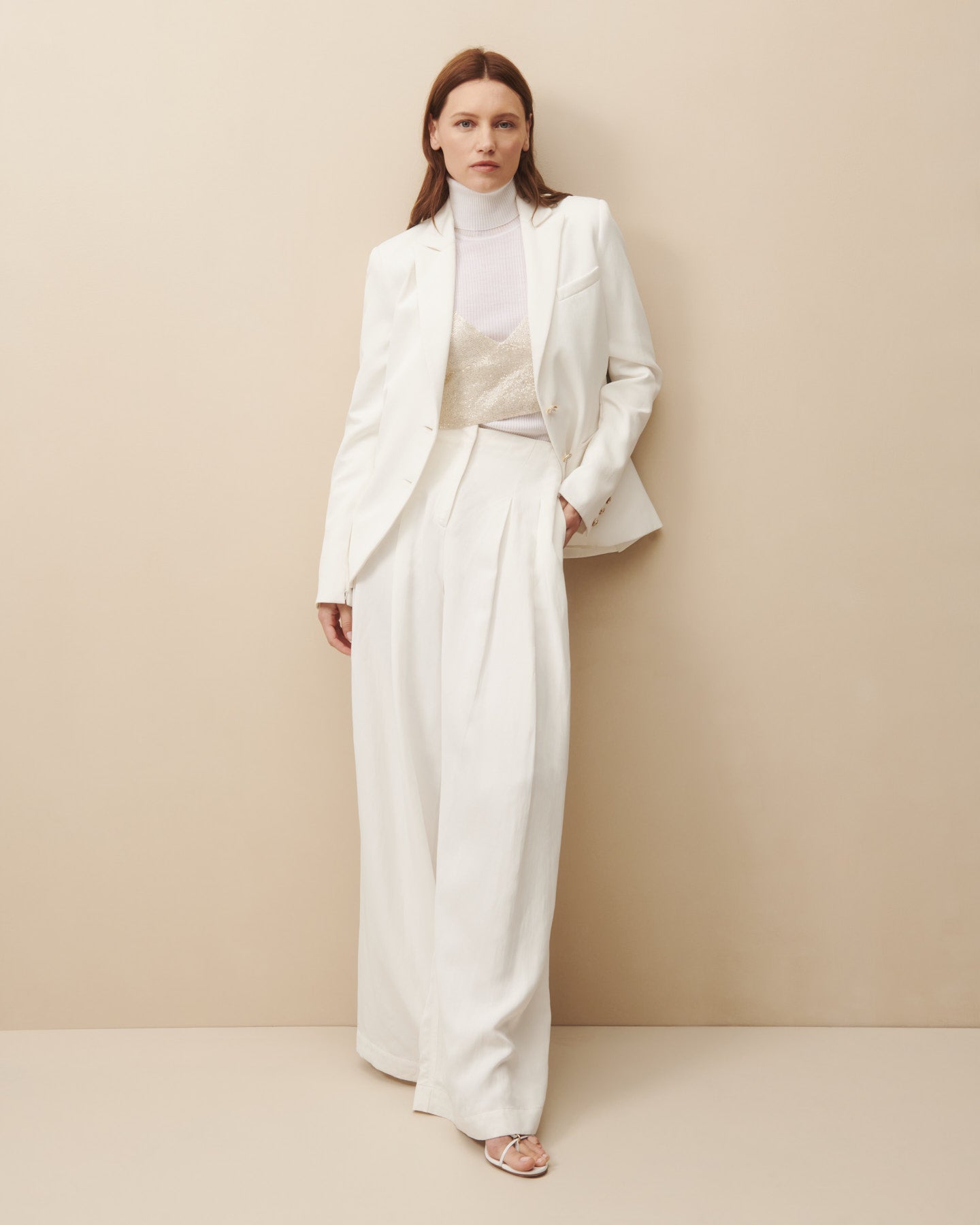 TWP White Drew pant in coated viscose linen view 5