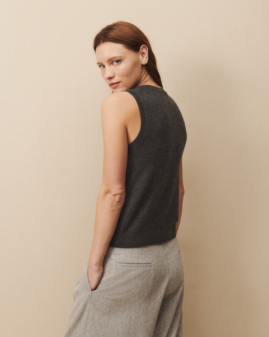TWP Charcoal Jenny&#39;s Tank in cashmere view 4