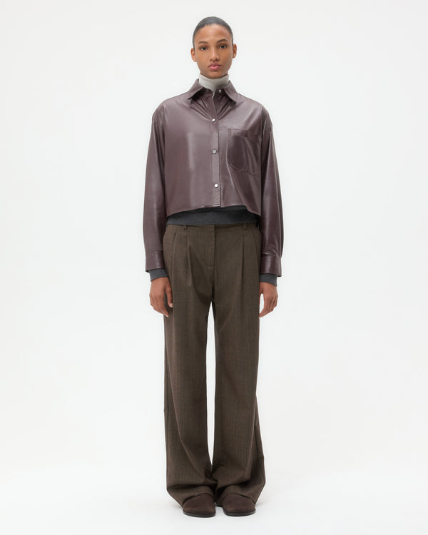TWP Wine Little Big Joe Shirt in Paper Leather view 6