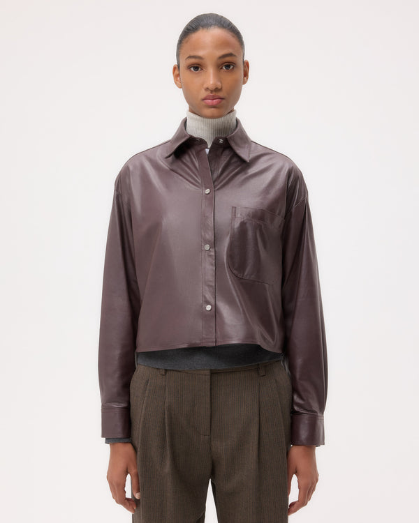 TWP Wine Little Big Joe Shirt in Paper Leather view 1