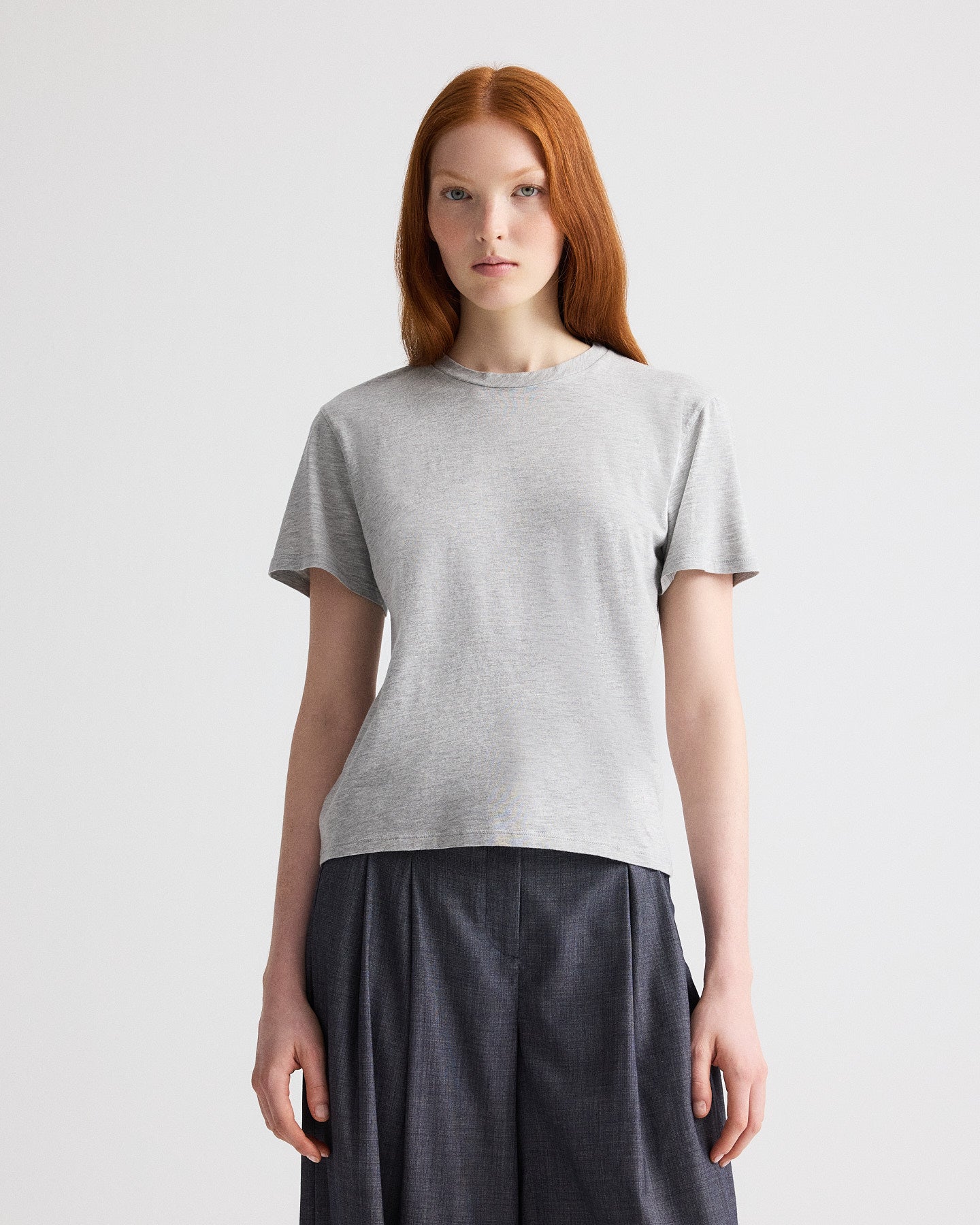 TWP Light heather grey His Tee in Supima Cotton view 1