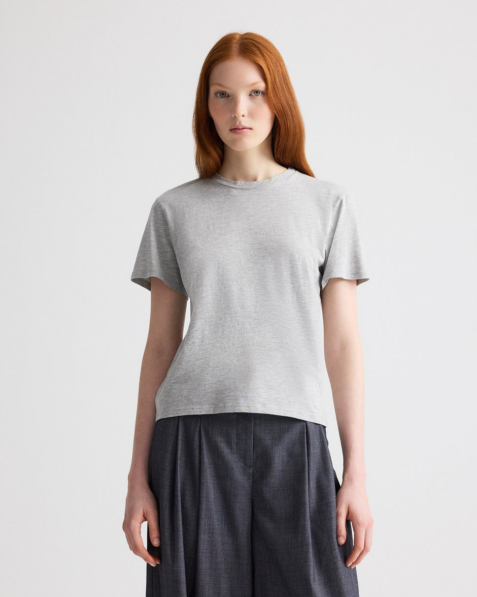 TWP Light heather grey His Tee in Supima Cotton view 1