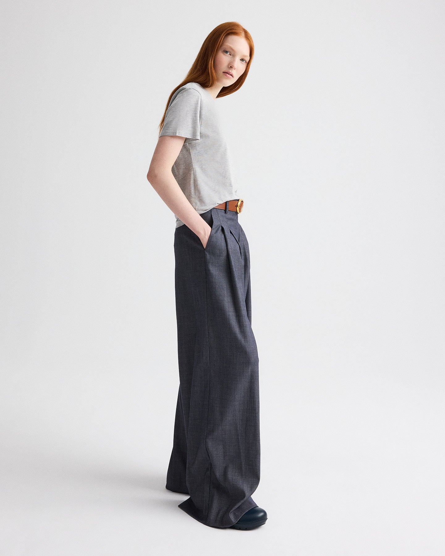TWP Light heather grey His Tee in Supima Cotton view 4