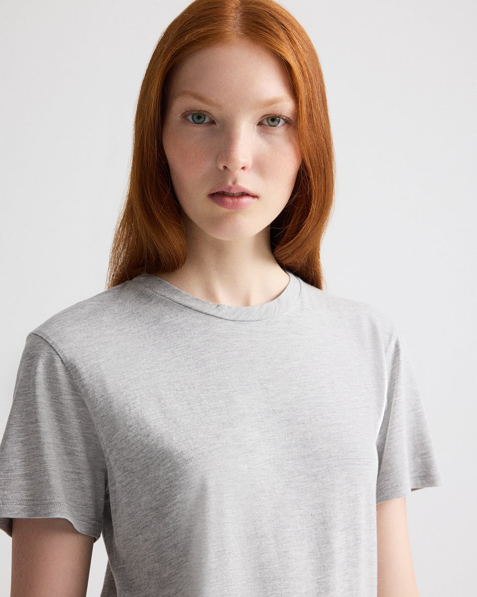 TWP Light heather grey His Tee in Supima Cotton view 2