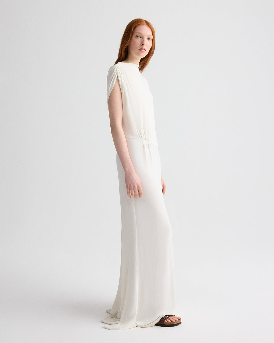 TWP Ivory Right Where I Belong Dress in Matte Crepe Jersey view 3