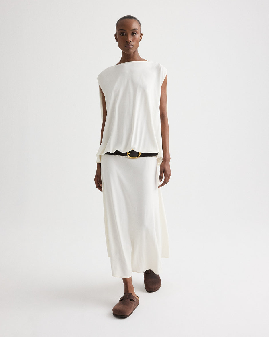 TWP Ivory Cocoon Dress in Matte Crepe Jersey view 4