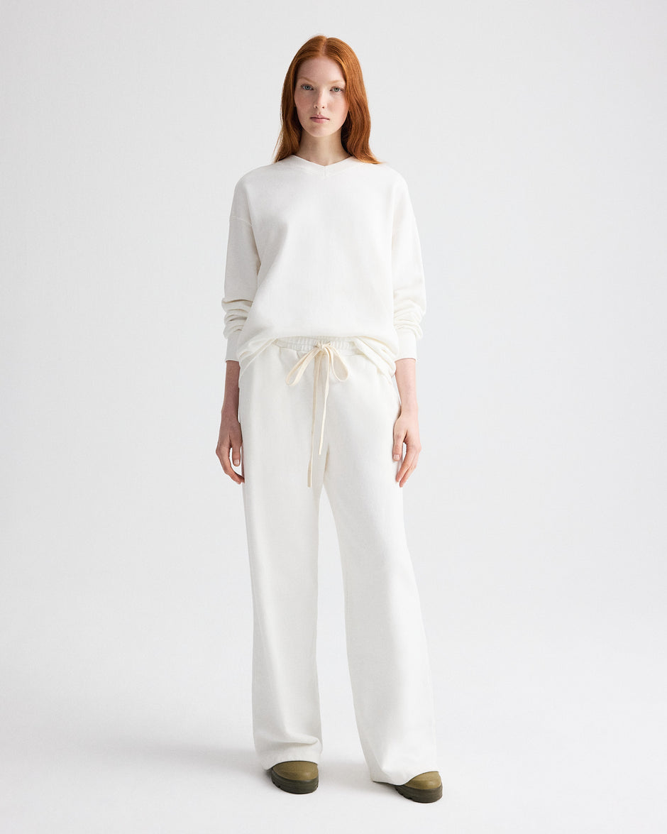 TWP White PJ Pant in Lightweight Sweatshirt view 3