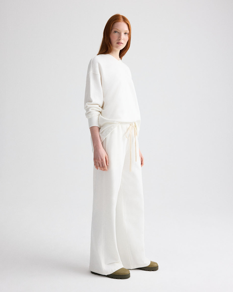 TWP White PJ Pant in Lightweight Sweatshirt view 4