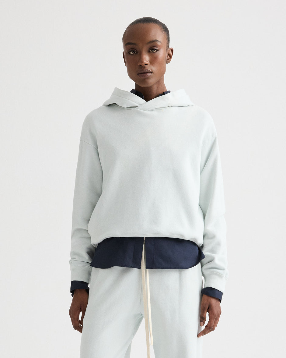 TWP Blue flower Hoodie in Lightweight French Terry view 1