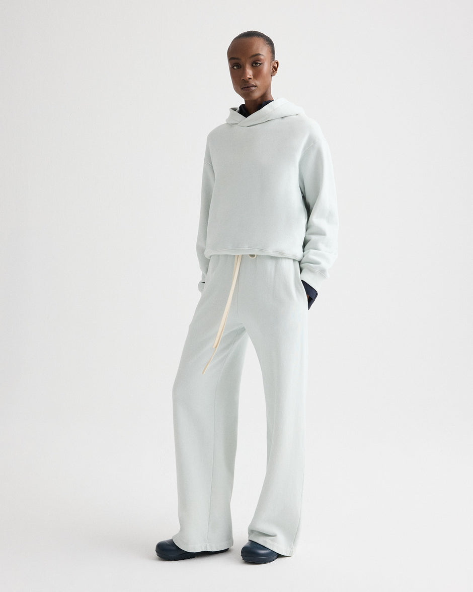 TWP Blue flower Hoodie in Lightweight French Terry view 3