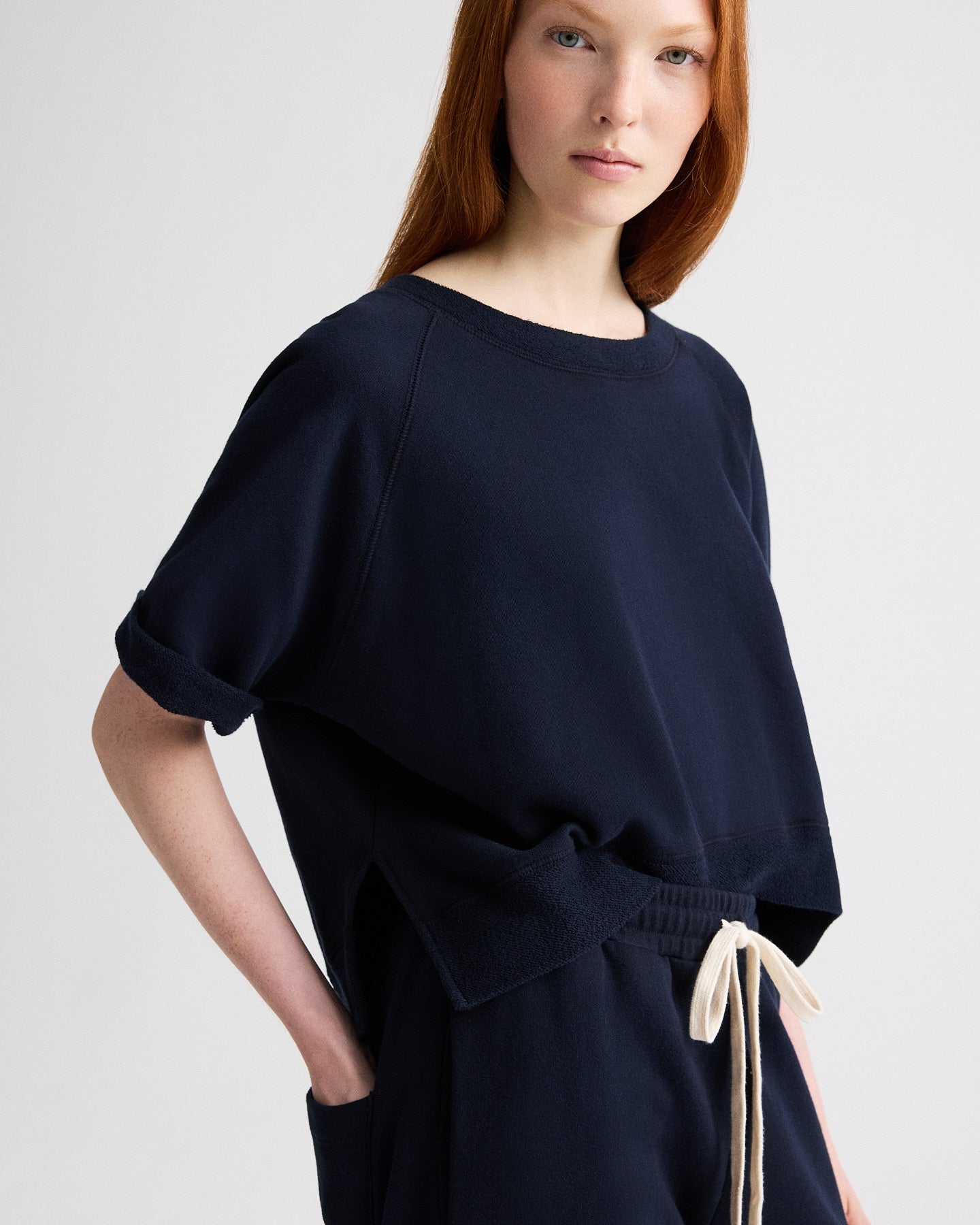 TWP Midnight Slouchy Rolled Tee in Lightweight Sweatshirt view 2