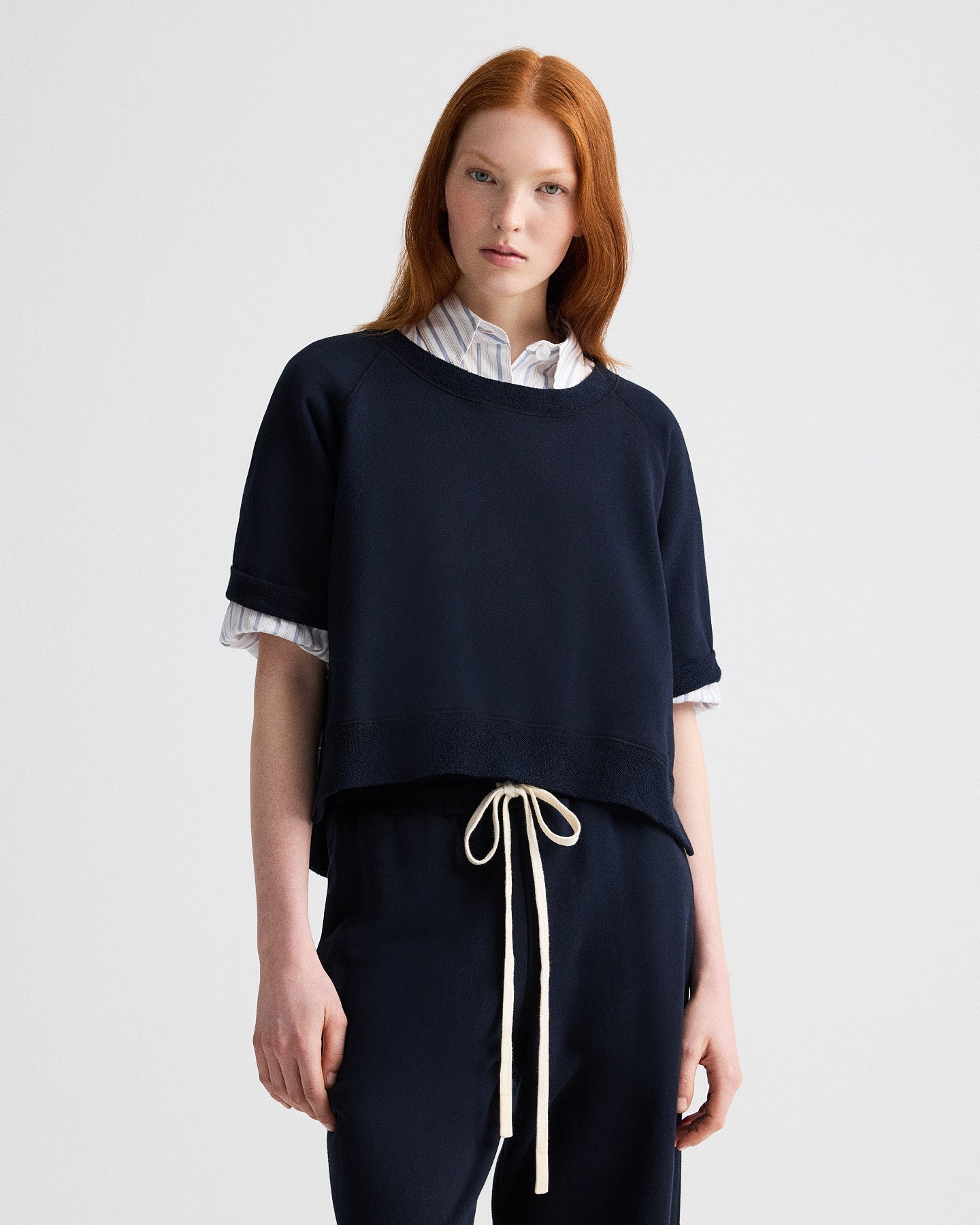 TWP Midnight Slouchy Rolled Tee in Lightweight Sweatshirt view 1