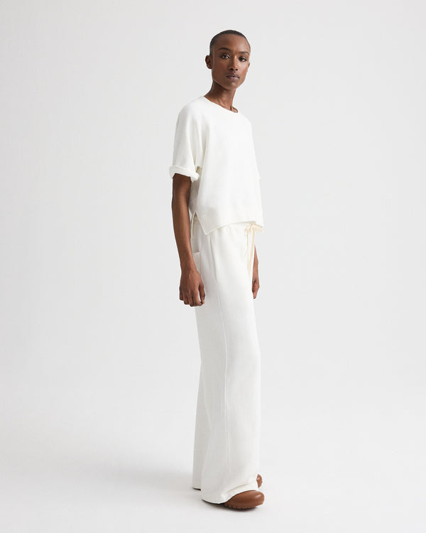 TWP White Slouchy Rolled Tee in Lightweight Sweatshirt view 3