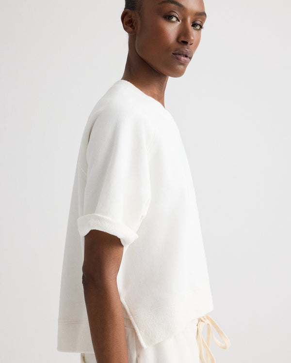 TWP White Slouchy Rolled Tee in Lightweight Sweatshirt view 4