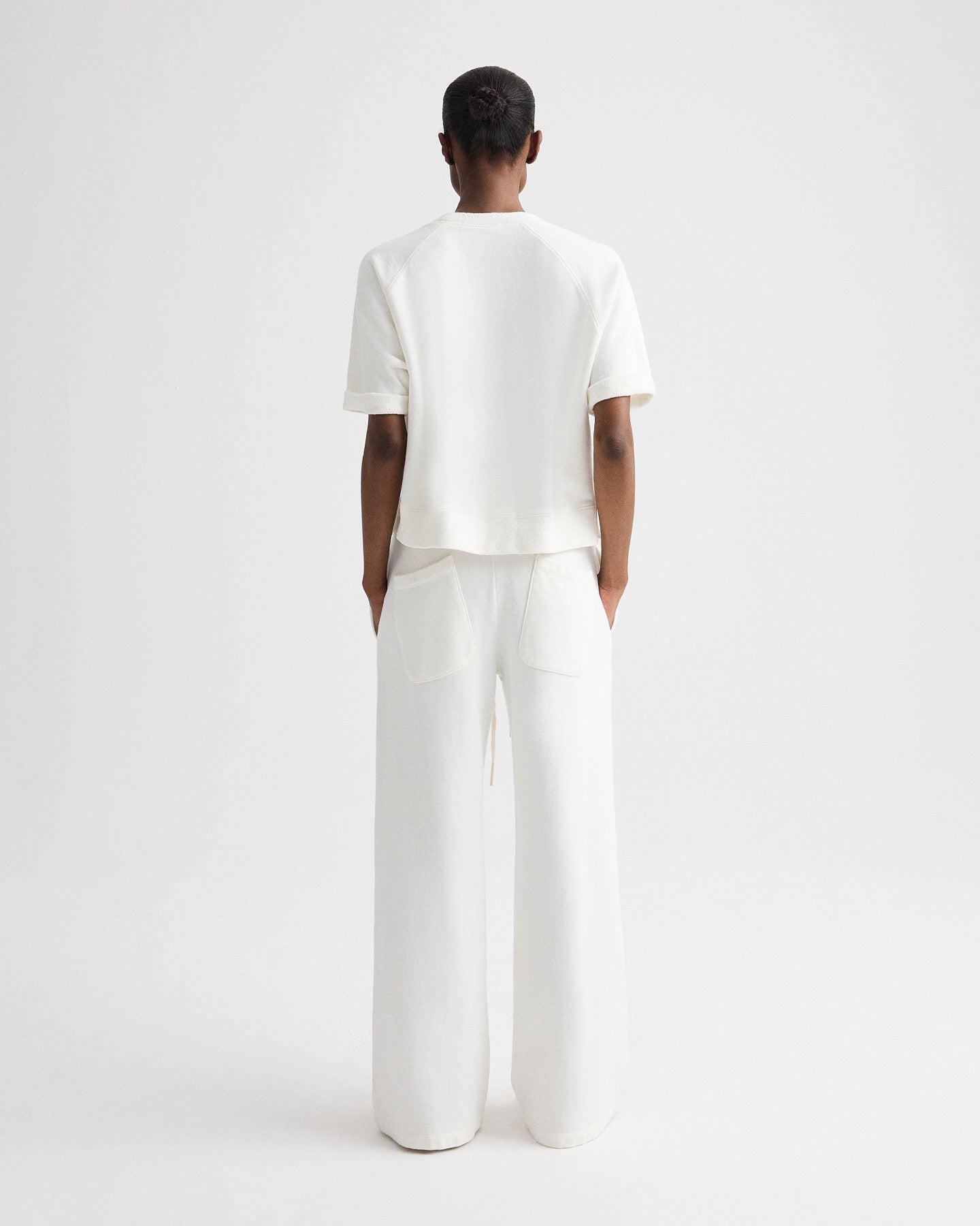 TWP White Slouchy Rolled Tee in Lightweight Sweatshirt view 5