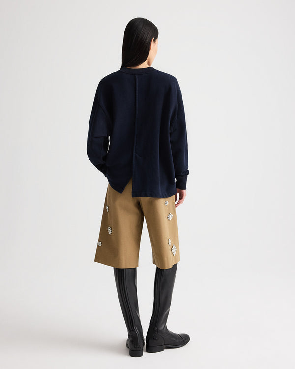 TWP Midnight Relaxed V Neck Sweatshirt in Lightweight Sweatshirt view 6