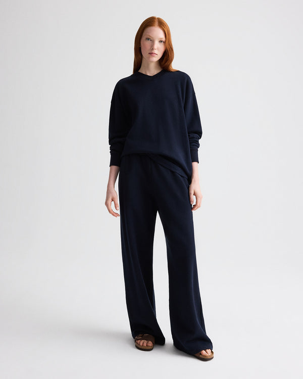 TWP Midnight Relaxed V Neck Sweatshirt in Lightweight Sweatshirt view 2