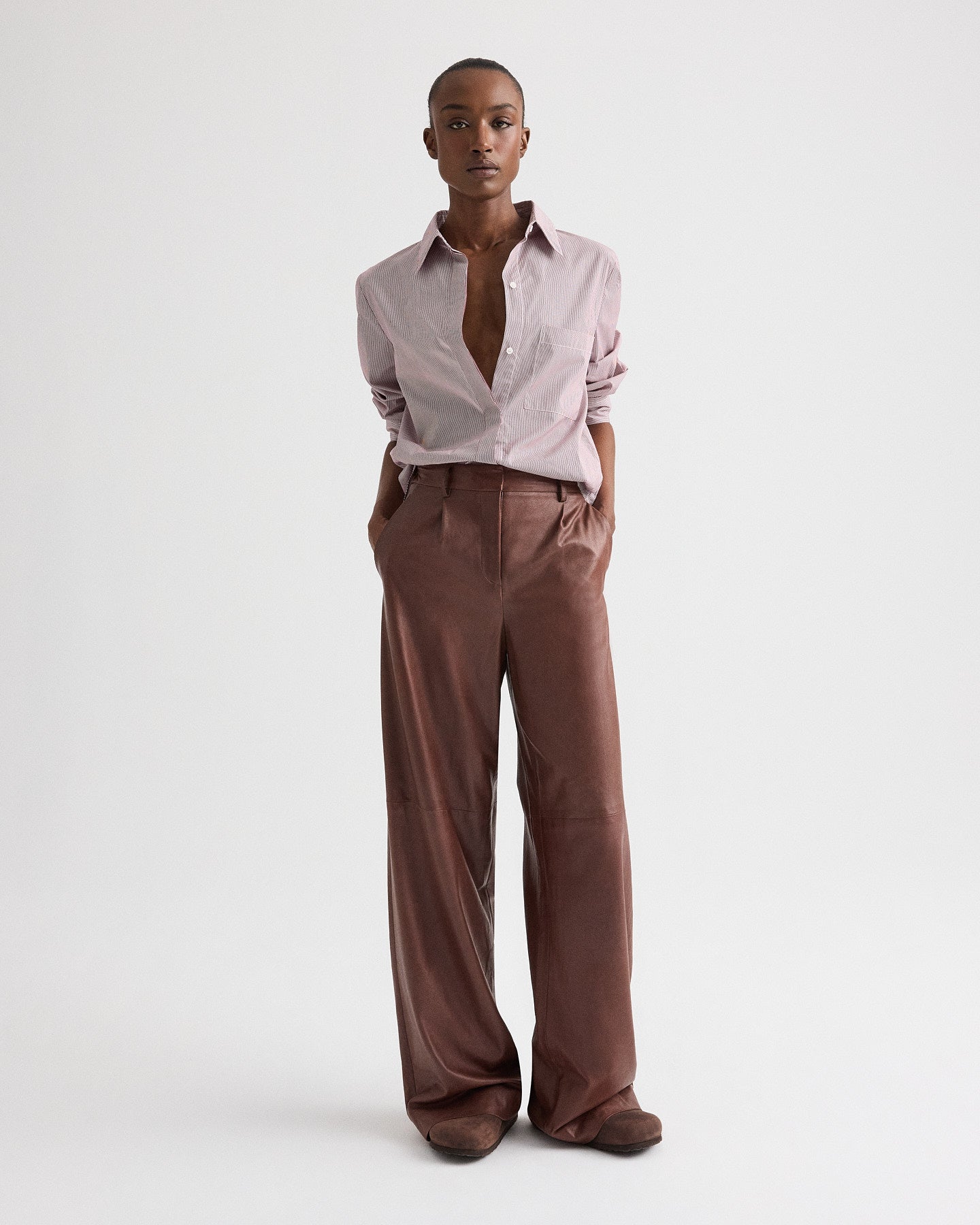 TWP Cigar Leather Hudson St Pant in Paper Leather view 1