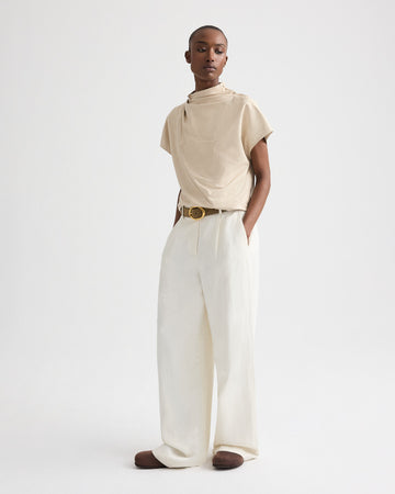 TWP Creme brulee Mock Neck Tee in Paper Leather view 4