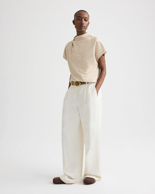 TWP Creme brulee Mock Neck Tee in Paper Leather view 4