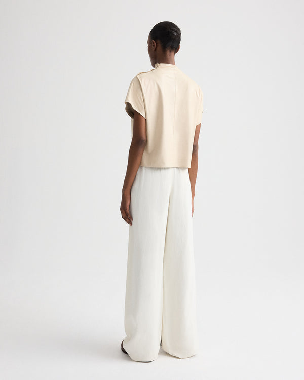 TWP Creme brulee Mock Neck Tee in Paper Leather view 5