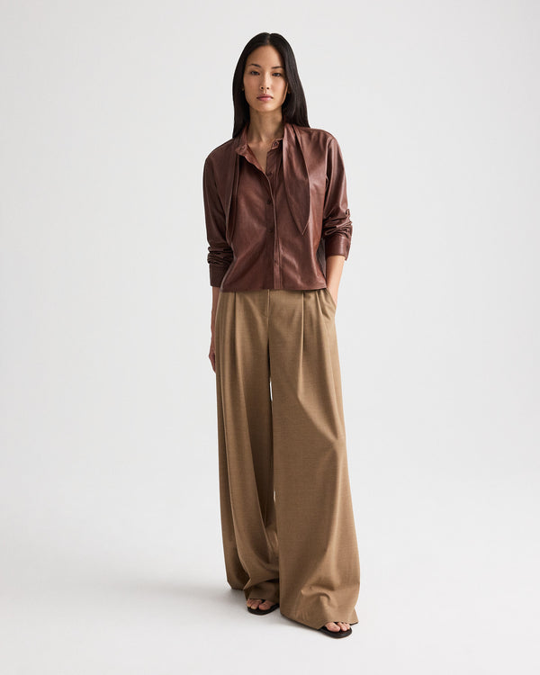 TWP Cigar Shirt with Tie insert in Paper Leather view 4