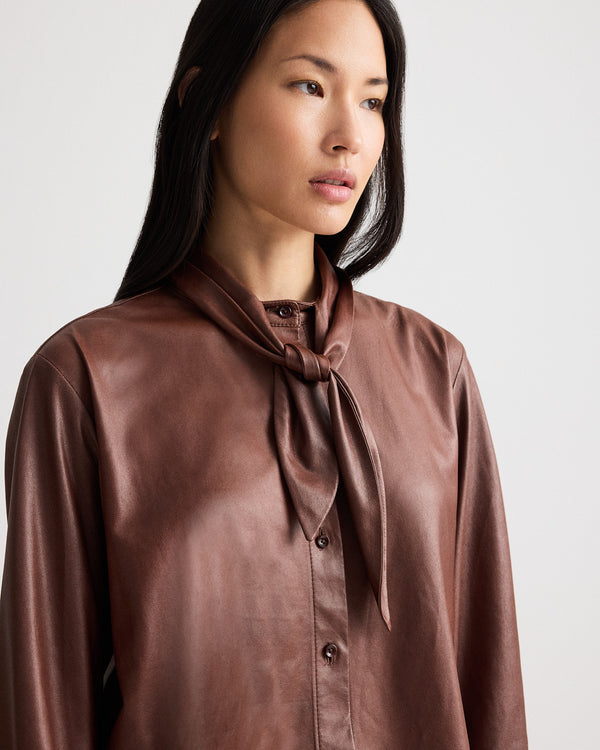 TWP Cigar Shirt with Tie insert in Paper Leather view 2