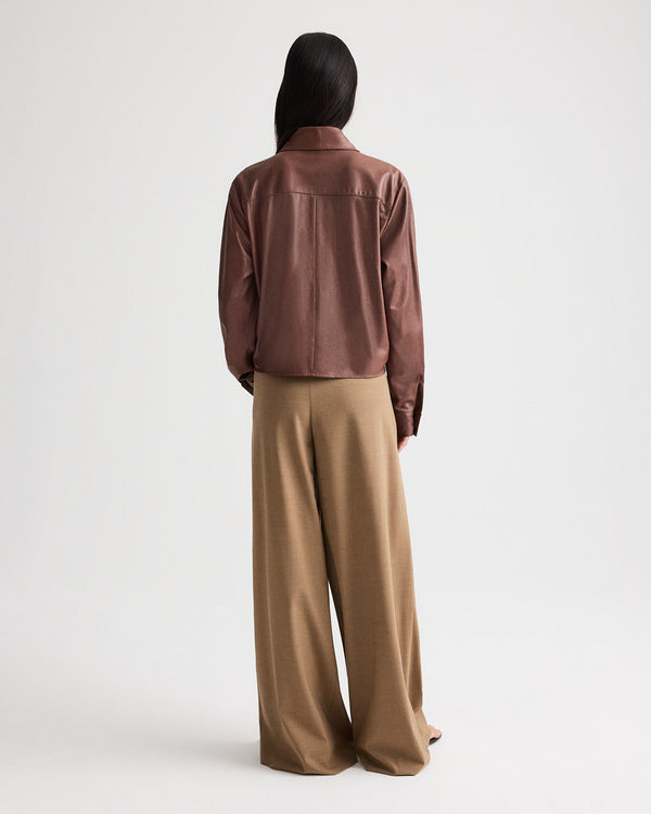 TWP Cigar Shirt with Tie insert in Paper Leather view 6