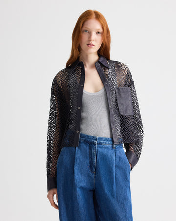 TWP Night sky Little Big Joe Shirt in Laser Cut Snake Leather view 2