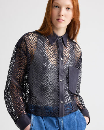 TWP Night sky Little Big Joe Shirt in Laser Cut Snake Leather view 1