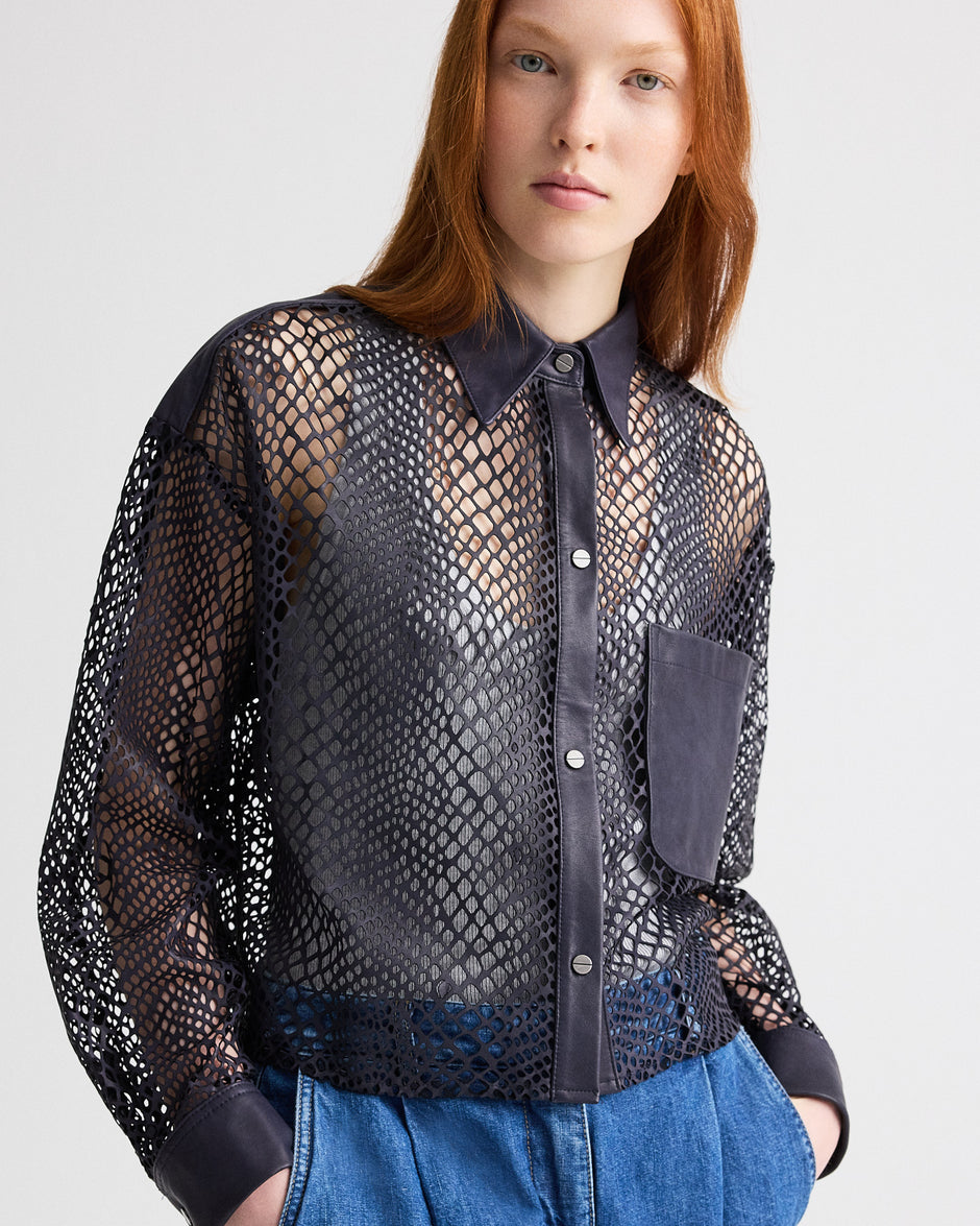 TWP Night sky Little Big Joe Shirt in Laser Cut Snake Leather view 1